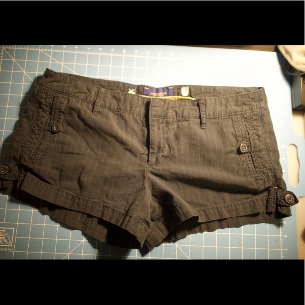 American Eagle Navy Blue Pinstripe Shorts -12